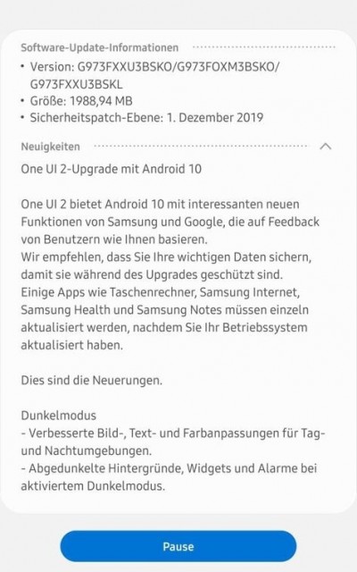 download android 10 update samsung galaxy s10