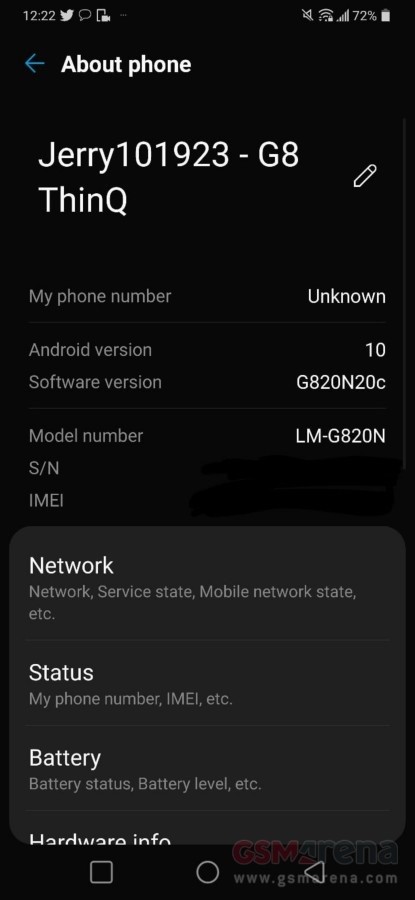 LG G8 android 10 update
